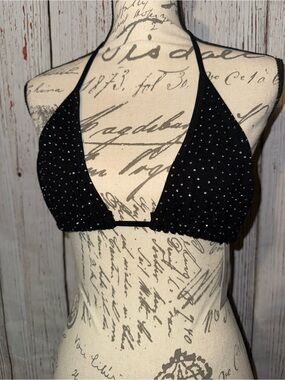 Nasty Gal Black Diamante Triangle Bra Top